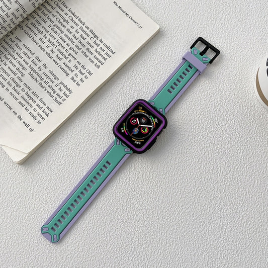 TPU Watch Band For Apple Watch Series 9&8&7 41mm / SE 3&SE 2&6&SE&5&4 40mm / 3&2&1 38mm(Purple Mint Green) by bashfashion