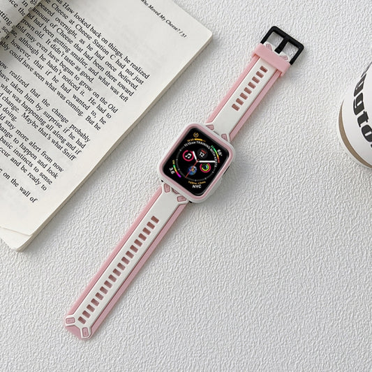 TPU Watch Band For Apple Watch Series 9&8&7 41mm / SE 3&SE 2&6&SE&5&4 40mm / 3&2&1 38mm(Pink White) by bashfashion