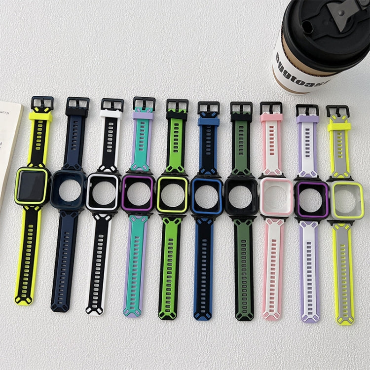 TPU Watch Band For Apple Watch Series 9&8&7 41mm / SE 3&SE 2&6&SE&5&4 40mm / 3&2&1 38mm(Black Green) by bashfashion