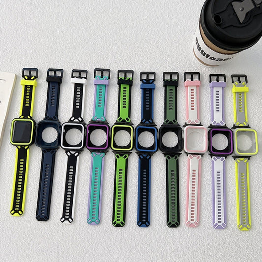 TPU Watch Band For Apple Watch Series 9&8&7 41mm / SE 3&SE 2&6&SE&5&4 40mm / 3&2&1 38mm(Black Green) by bashfashion