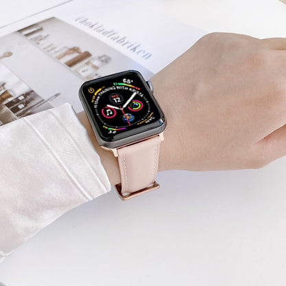 Genuine Leather Watch Band For Apple Watch Series 9&8&7 41mm / SE 3&SE 2&6&SE&5&4 40mm / 3&2&1 38mm(Black) by bashfashion