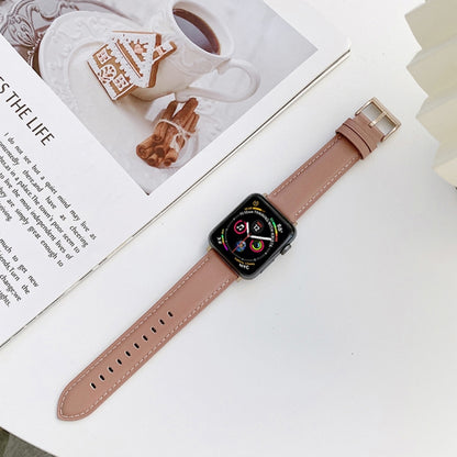 Genuine Leather Watch Band For Apple Watch Ultra 49mm&Watch Ultra 2 49mm / Series 9&8&7 45mm / SE 3&SE 2&6&SE&5&4 44mm / 3&2&1 42mm(Light Pink) by bashfashion