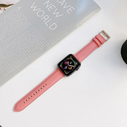 Genuine Leather Watch Band For Apple Watch Ultra 49mm&Watch Ultra 2 49mm / Series 9&8&7 45mm / SE 3&SE 2&6&SE&5&4 44mm / 3&2&1 42mm(Pink) by bashfashion