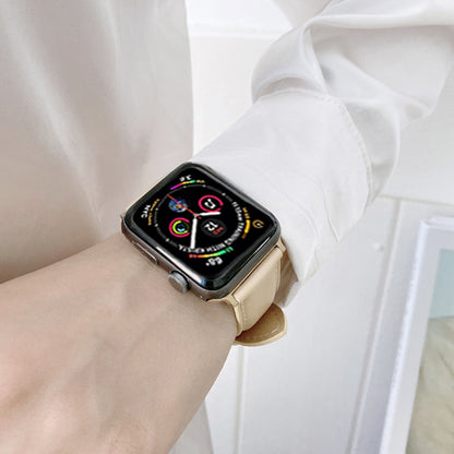 Genuine Leather Watch Band For Apple Watch Ultra 49mm&Watch Ultra 2 49mm / Series 9&8&7 45mm / SE 3&SE 2&6&SE&5&4 44mm / 3&2&1 42mm(Light Pink) by bashfashion