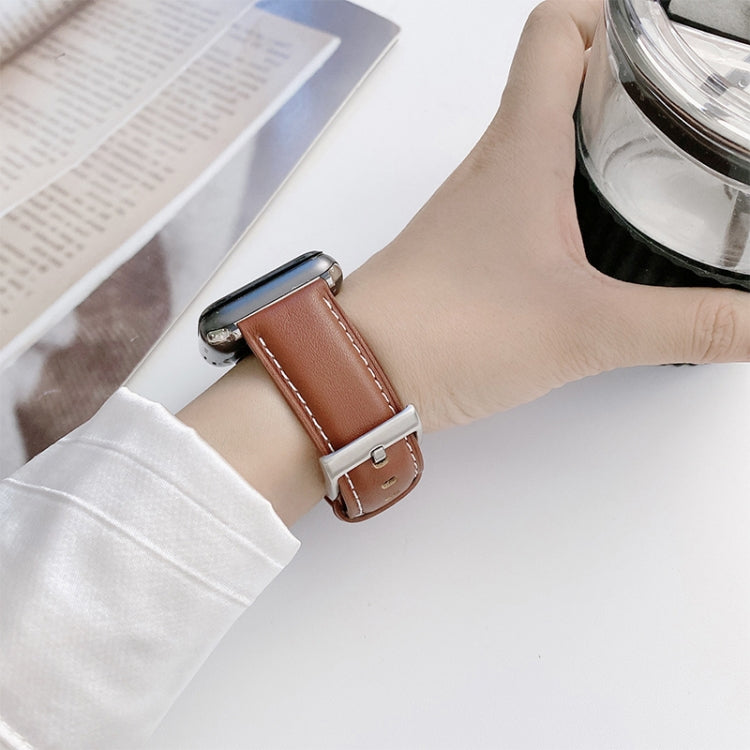 Genuine Leather Watch Band For Apple Watch Ultra 49mm&Watch Ultra 2 49mm / Series 9&8&7 45mm / SE 3&SE 2&6&SE&5&4 44mm / 3&2&1 42mm(Light Pink) by bashfashion