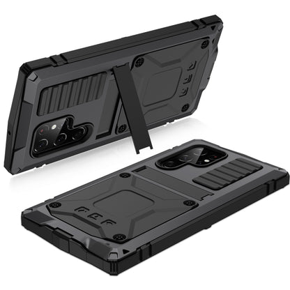 For Samsung Galaxy S22 Ultra 5G R-JUST Metal + Silicone Holder Phone Case(Black) by R-JUST