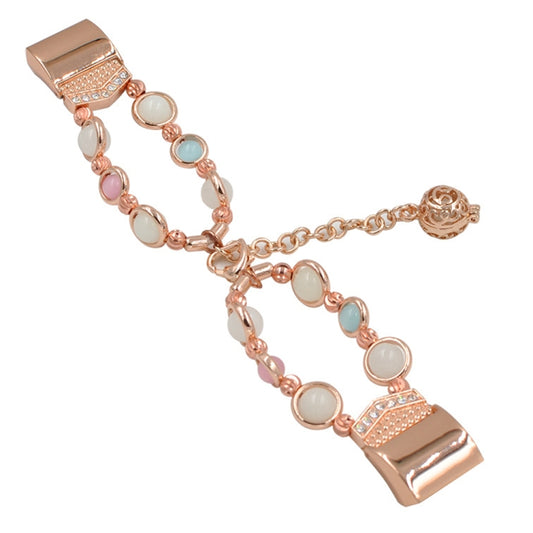 For Fitbit Charge 5 Agate Luminous Bead Steel Watch Band(Rose Gold) by bashfashion