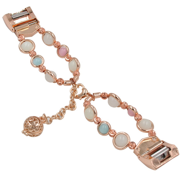 For Fitbit Charge 5 Agate Luminous Bead Steel Watch Band(Rose Gold) by bashfashion