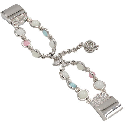 For Fitbit Charge 5 Agate Luminous Bead Steel Watch Band(Silver) by bashfashion