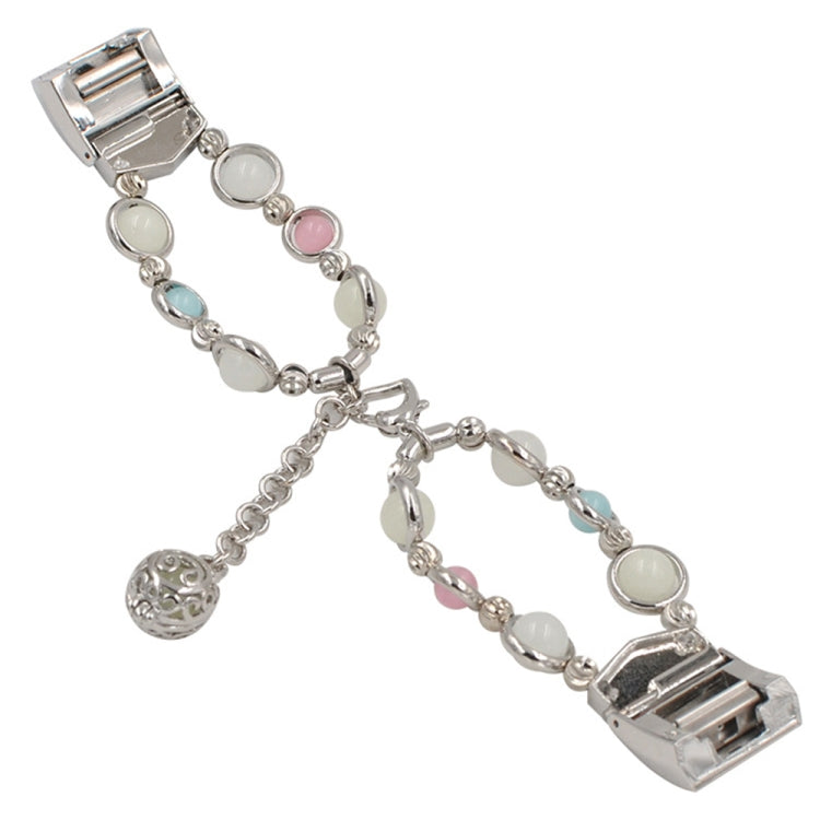 For Fitbit Charge 5 Agate Luminous Bead Steel Watch Band(Silver) by bashfashion