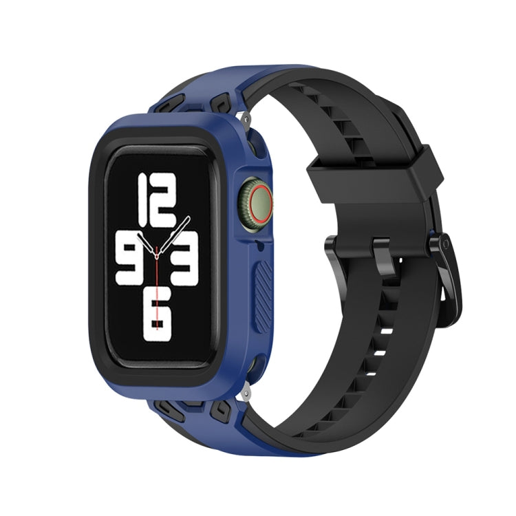 Two-color TPU Strap For Apple Watch Series 9&8&7 41mm / SE 3&SE 2&6&SE&5&4 40mm / 3&2&1 38mm(Black Midnight Blue) by bashfashion