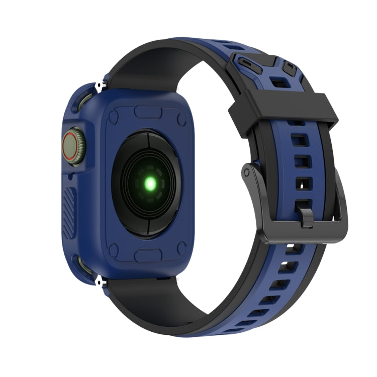 Two-color TPU Strap For Apple Watch Series 9&8&7 41mm / SE 3&SE 2&6&SE&5&4 40mm / 3&2&1 38mm(Black Midnight Blue) by bashfashion