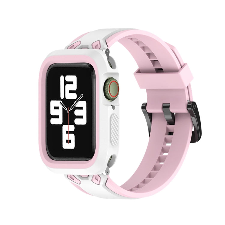 Two-color TPU Strap For Apple Watch Series 9&8&7 41mm / SE 3&SE 2&6&SE&5&4 40mm / 3&2&1 38mm(Pink White) by bashfashion