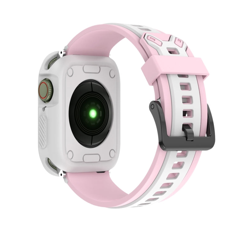 Two-color TPU Strap For Apple Watch Series 9&8&7 41mm / SE 3&SE 2&6&SE&5&4 40mm / 3&2&1 38mm(Pink White) by bashfashion