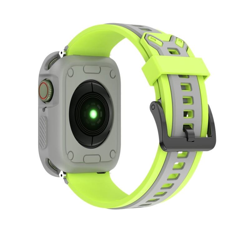 Two-color TPU Strap For Apple Watch Series 9&8&7 41mm / SE 3&SE 2&6&SE&5&4 40mm / 3&2&1 38mm(Green Grey) by bashfashion