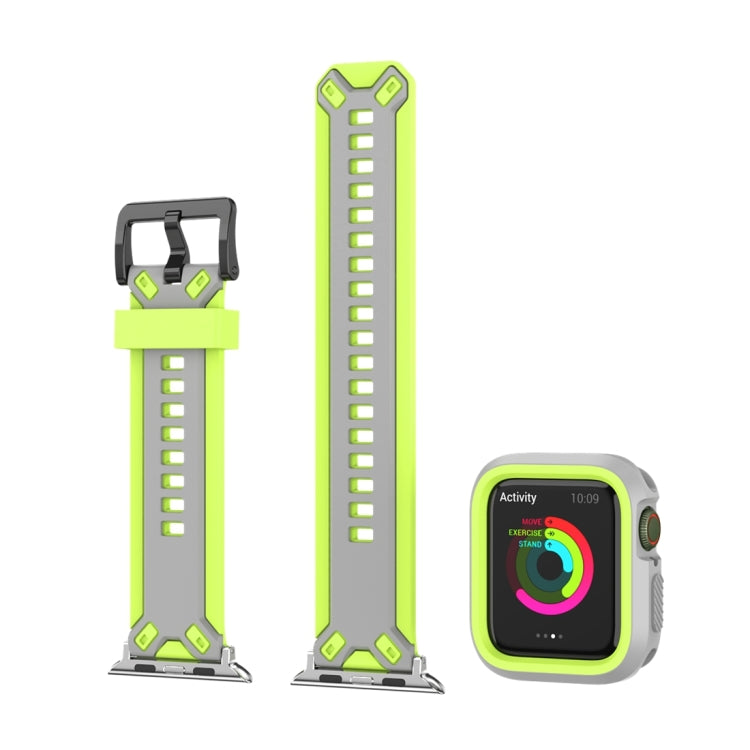 Two-color TPU Strap For Apple Watch Series 9&8&7 41mm / SE 3&SE 2&6&SE&5&4 40mm / 3&2&1 38mm(Green Grey) by bashfashion