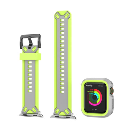 Two-color TPU Strap For Apple Watch Series 9&8&7 41mm / SE 3&SE 2&6&SE&5&4 40mm / 3&2&1 38mm(Green Grey) by bashfashion