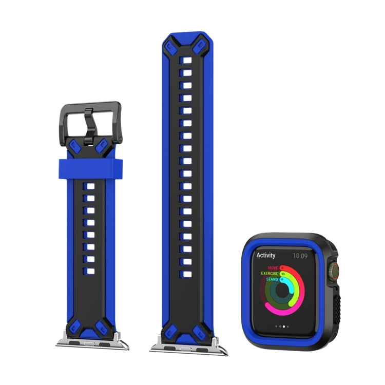 Two-color TPU Strap For Apple Watch Series 9&8&7 41mm / SE 3&SE 2&6&SE&5&4 40mm / 3&2&1 38mm(Black Blue) by bashfashion