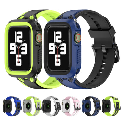 Two-color TPU Strap For Apple Watch Series 9&8&7 41mm / SE 3&SE 2&6&SE&5&4 40mm / 3&2&1 38mm(Black Midnight Blue) by bashfashion