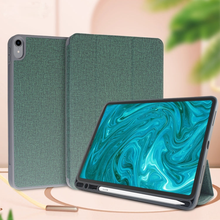 For iPad 9.7 Mutural Exquisite Series Cloth Texture PU+TPU Leather Case with 3-Fold Holder & Pen Slot & Sleep & Wake-up Function(Green) by Mutural