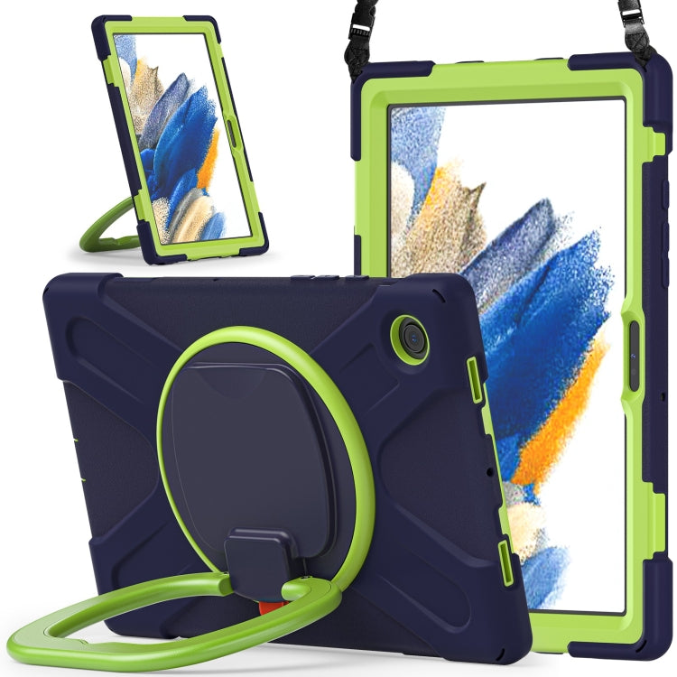 For Samsung Galaxy Tab A8 10.5 2021 Silicone + PC Tablet Case(Navy Blue + Lime) by bashfashion