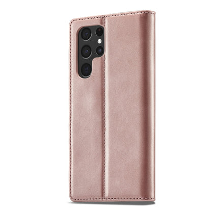 For Samsung Galaxy S22 Ultra LC.IMEEKE Soft PU + TPU Magnetic Skin-friendly Feeling Leather Phone Case(Rose Gold) by LC.IMEEKE