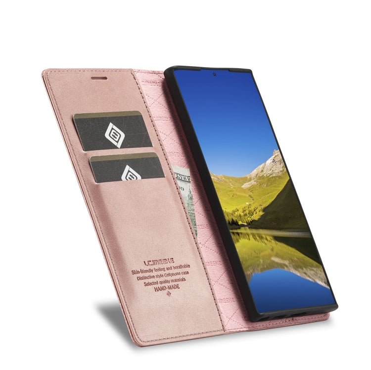 For Samsung Galaxy S22 Ultra LC.IMEEKE Soft PU + TPU Magnetic Skin-friendly Feeling Leather Phone Case(Rose Gold) by LC.IMEEKE