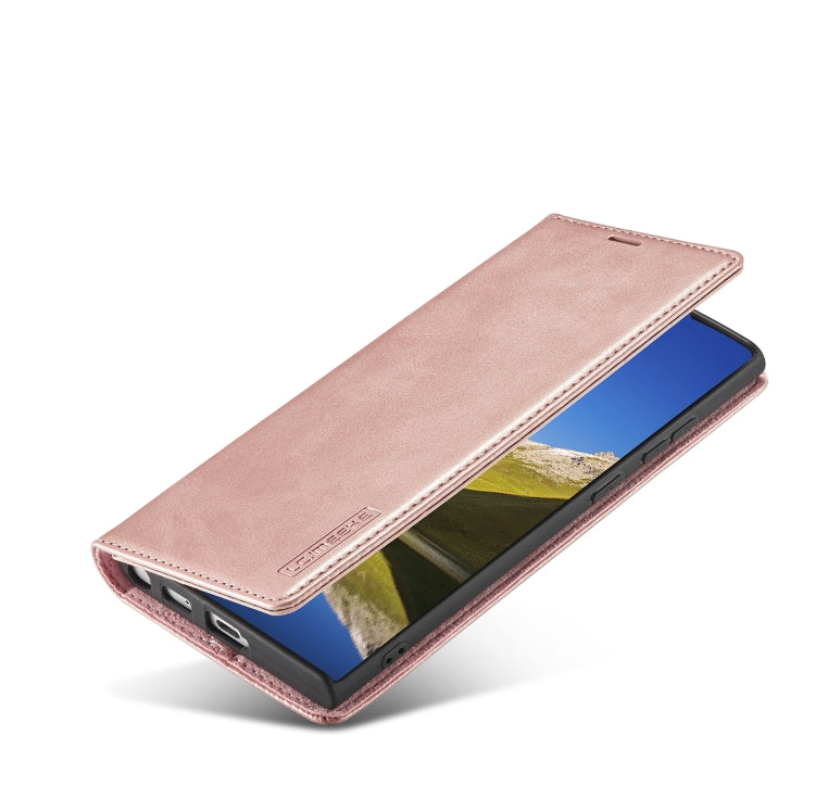 For Samsung Galaxy S22 Ultra LC.IMEEKE Soft PU + TPU Magnetic Skin-friendly Feeling Leather Phone Case(Rose Gold) by LC.IMEEKE