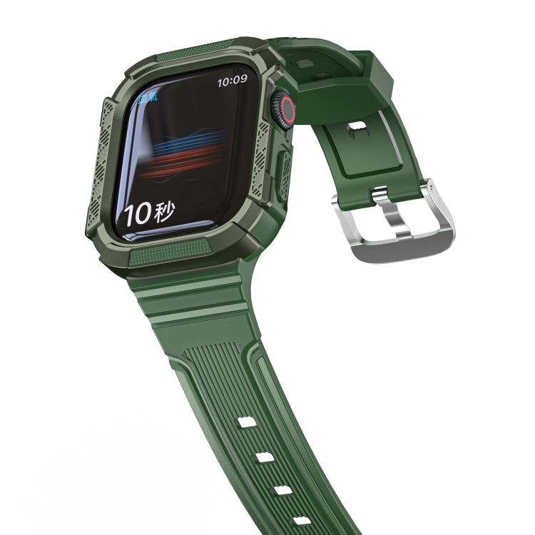 Two-color Integrated Watch Band For Apple Watch Series 7 41mm / 6&SE&5&4 40mm(Alfalfa + GreenFrame) by bashfashion