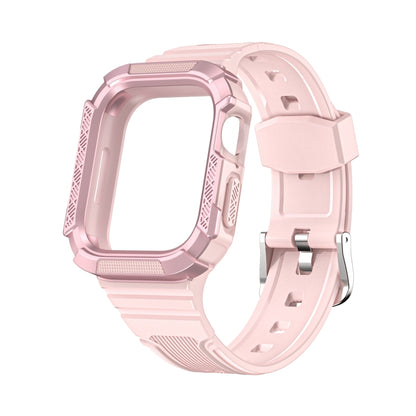 Two-color Integrated Watch Band For Apple Watch Series 7 45mm / 6&SE&5&4 44mm(Pink + Rose Pink Frame) by bashfashion