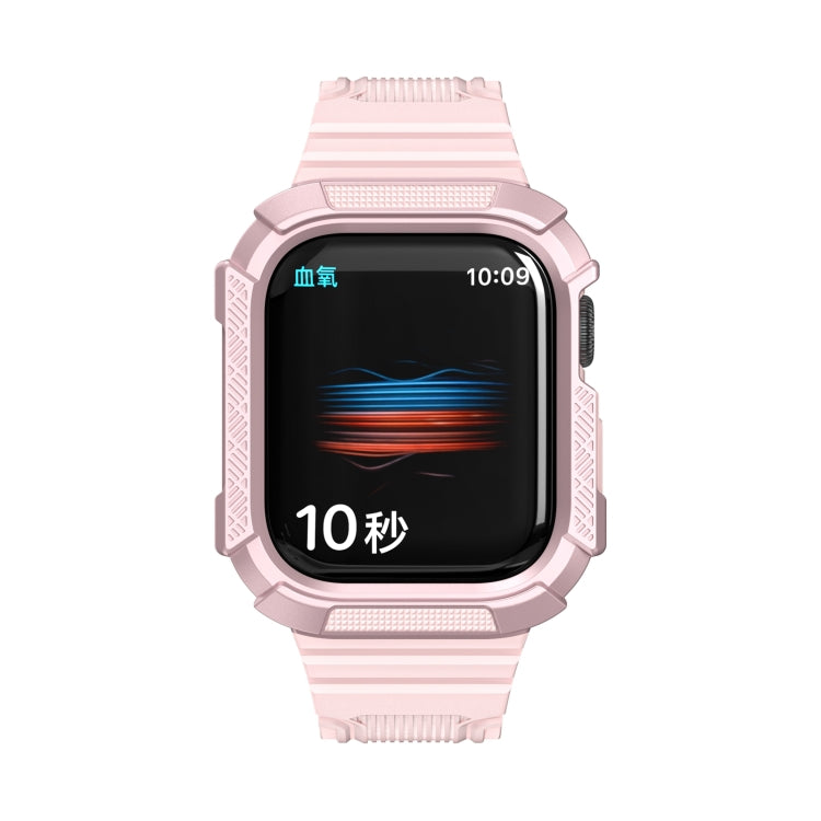 Two-color Integrated Watch Band For Apple Watch Series 7 45mm / 6&SE&5&4 44mm(Pink + Rose Pink Frame) by bashfashion