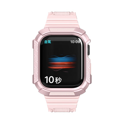 Two-color Integrated Watch Band For Apple Watch Series 7 45mm / 6&SE&5&4 44mm(Pink + Rose Pink Frame) by bashfashion