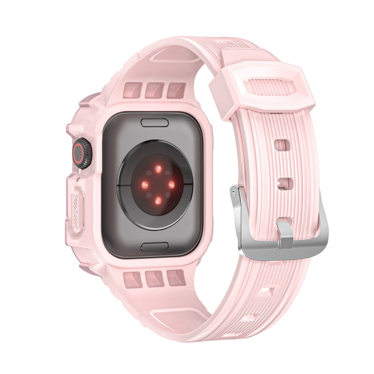 Two-color Integrated Watch Band For Apple Watch Series 7 45mm / 6&SE&5&4 44mm(Pink + Rose Pink Frame) by bashfashion