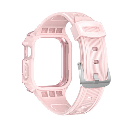 Two-color Integrated Watch Band For Apple Watch Series 7 45mm / 6&SE&5&4 44mm(Pink + Rose Pink Frame) by bashfashion
