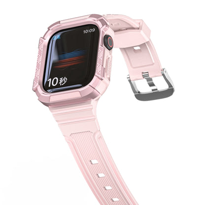 Two-color Integrated Watch Band For Apple Watch Series 7 45mm / 6&SE&5&4 44mm(Pink + Rose Pink Frame) by bashfashion