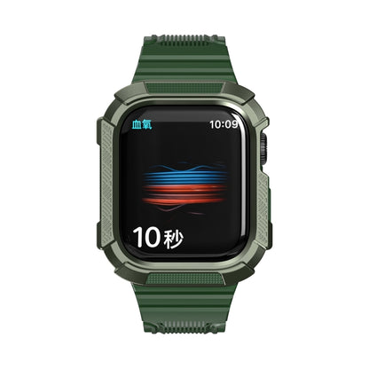 Two-color Integrated Watch Band For Apple Watch Series 7 45mm / 6&SE&5&4 44mm(Alfalfa + GreenFrame) by bashfashion