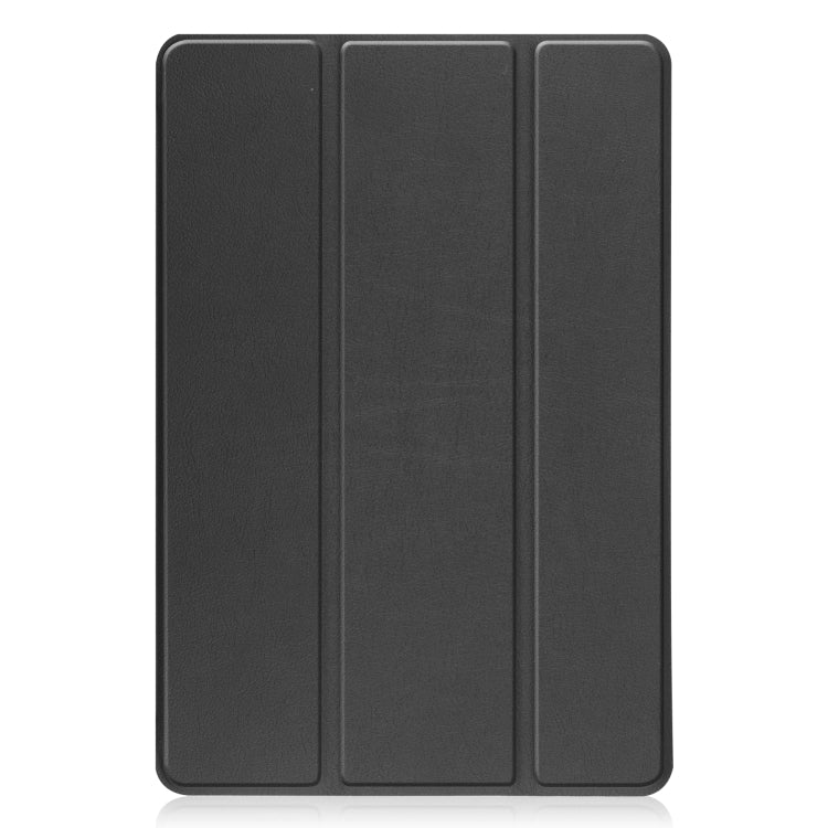 For TCL Tab 10s Three-folding Holder Custer Texture Leather Tablet Case(Black) by bashfashion