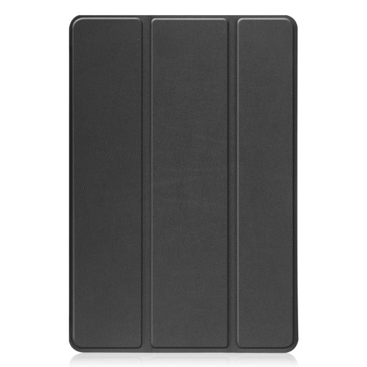 For TCL Tab 10s Three-folding Holder Custer Texture Leather Tablet Case(Black) by bashfashion