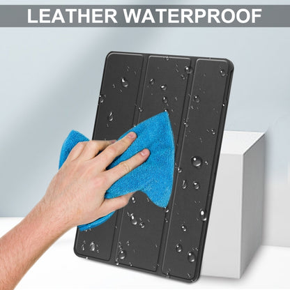 For TCL Tab 10s Three-folding Holder Custer Texture Leather Tablet Case(Black) by bashfashion