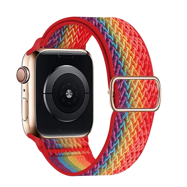W Texture Nylon Strap For Apple Watch Ultra 49mm&Watch Ultra 2 49mm / Series 9&8&7 45mm / SE 3&SE 2&6&SE&5&4 44mm / 3&2&1 42mm(Rainbow) by bashfashion
