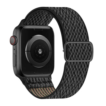 W Texture Nylon Strap For Apple Watch Ultra 49mm&Watch Ultra 2 49mm / Series 9&8&7 45mm / SE 3&SE 2&6&SE&5&4 44mm / 3&2&1 42mm(Black Rainbow) by bashfashion