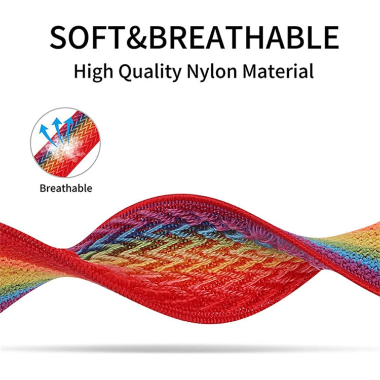 W Texture Nylon Strap For Apple Watch Ultra 49mm&Watch Ultra 2 49mm / Series 9&8&7 45mm / SE 3&SE 2&6&SE&5&4 44mm / 3&2&1 42mm(Rainbow) by bashfashion