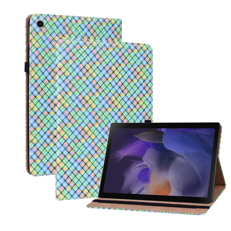 For Samsung Galaxy Tab A8 10.5 2021 Color Weave Leather Tablet Case with Holder(Rainbow) by bashfashion