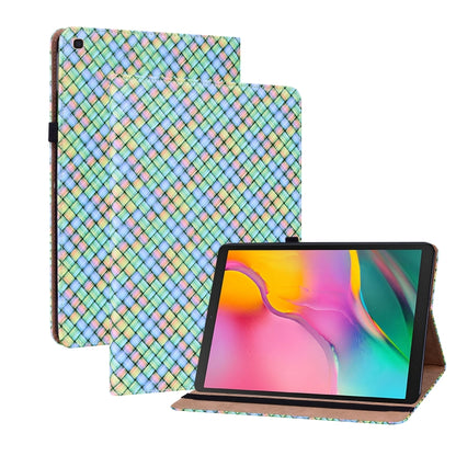 For Samsung Galaxy Tab A 10.1 2019 T510 Color Weave Leather Tablet Case with Holder(Rainbow) by bashfashion