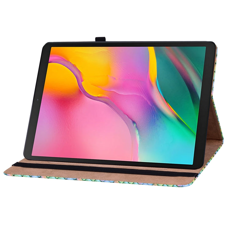 For Samsung Galaxy Tab A 10.1 2019 T510 Color Weave Leather Tablet Case with Holder(Rainbow) by bashfashion