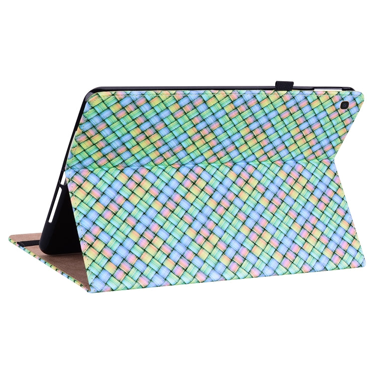 For Samsung Galaxy Tab A 10.1 2019 T510 Color Weave Leather Tablet Case with Holder(Rainbow) by bashfashion