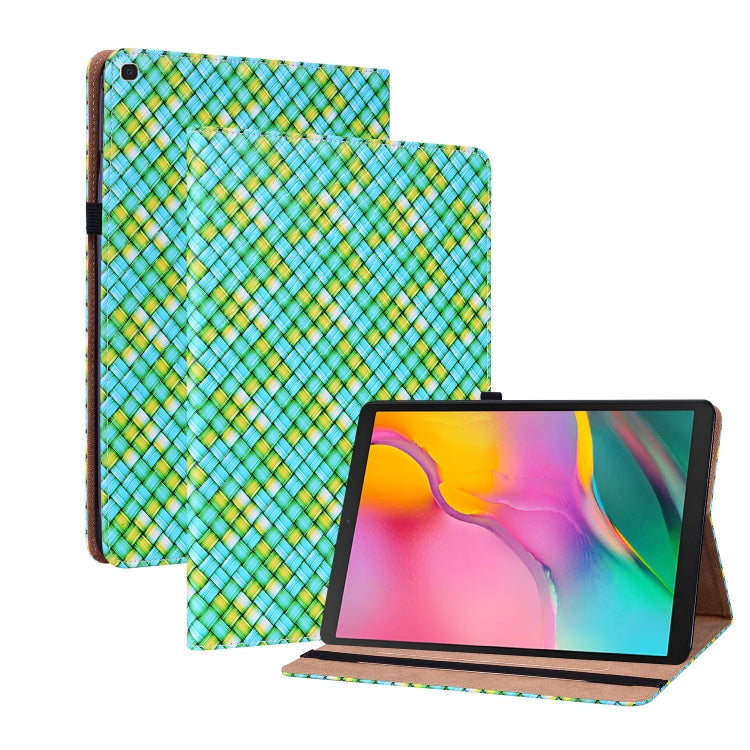For Samsung Galaxy Tab A 10.1 2019 T510 Color Weave Leather Tablet Case with Holder(Green) by bashfashion