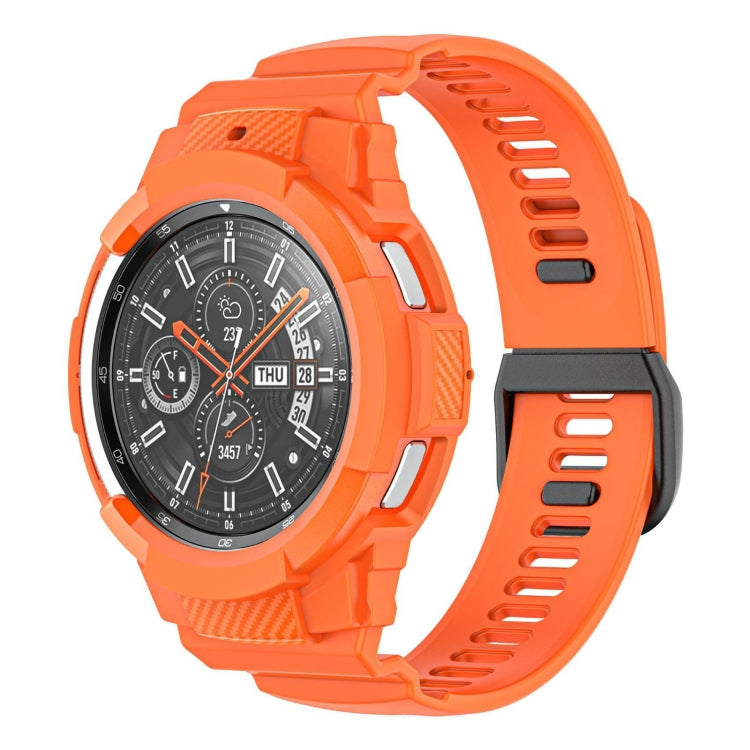 For Samsung Galaxy Watch4 Classic 42mm Carbon Fiber Sport Silicone Integrated Watch Band(Orange) by bashfashion
