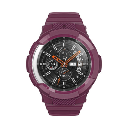 For Samsung Galaxy Watch4 Classic 42mm Carbon Fiber Sport Silicone Integrated Watch Band(Wine Red) by bashfashion