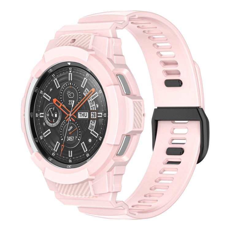 For Samsung Galaxy Watch4 Classic 42mm Carbon Fiber Sport Silicone Integrated Watch Band(Sand Pink) by bashfashion